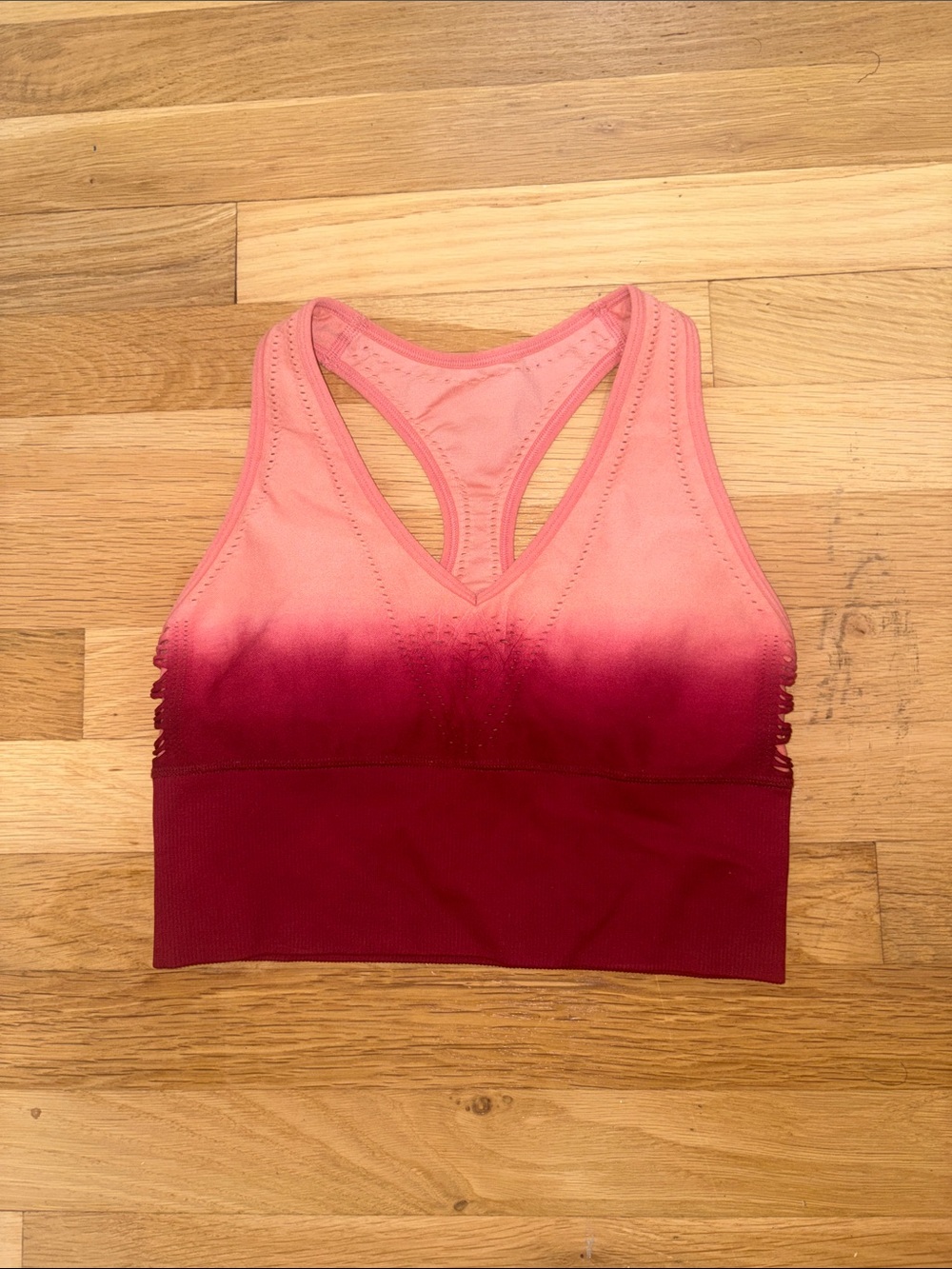 PINK SPORT Women’s Ombre Racerback Sports Bra - Pink to Burgundy